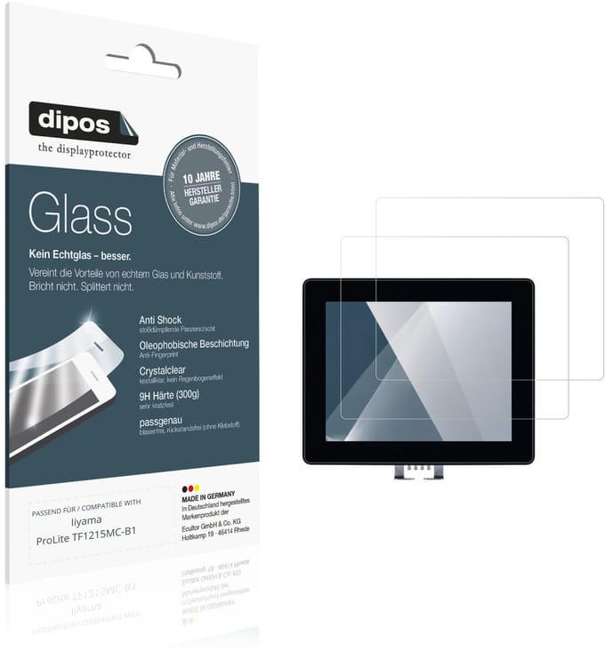 dipos – 2x Pantserfolie geschikt voor Iiyama ProLite TF1215MC-B1 | 9H Screenprotector