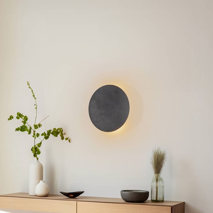 TK Lighting wandlamp Lunia New, zwart, Ø 20 cm