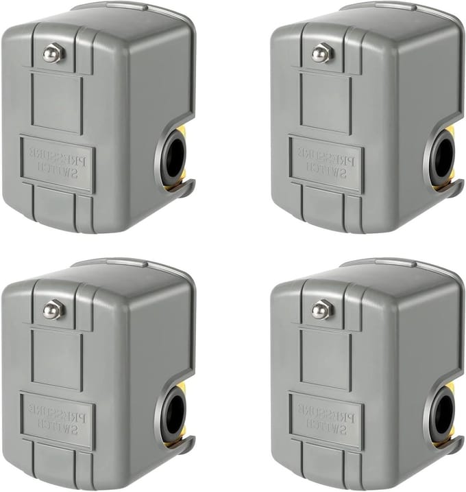 Pomp Drukschakelaar - Bronpomp Controle - Waterdruk Regelen - Instelbaar Differentieel - 4 Stuks - Grijs
