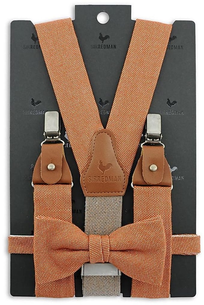 Sir Redman - Bretels met strik - x Aarden bretels combi pack Sustainable Stan Rust - roestoranje / wit