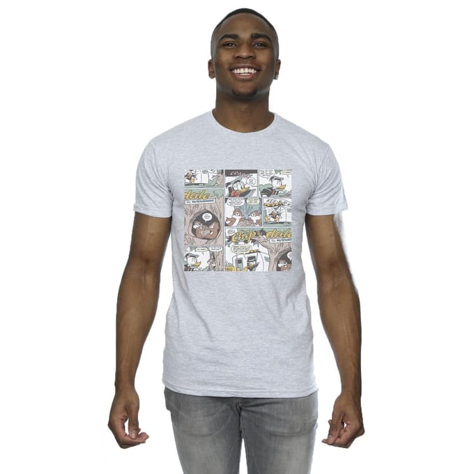 Disney Heren Knabbel en Babbel Strip-T-shirt (Sportgrijs)