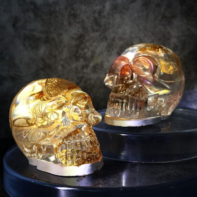 Moules en Silicone de crâne de bricolage pour l'artisanat d'argile de résine décoration de maison d'halloween blanc