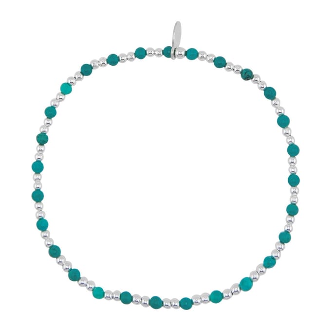WeLoveSilver - zilveren Kinder armband - elastisch - blauwe bolletjes