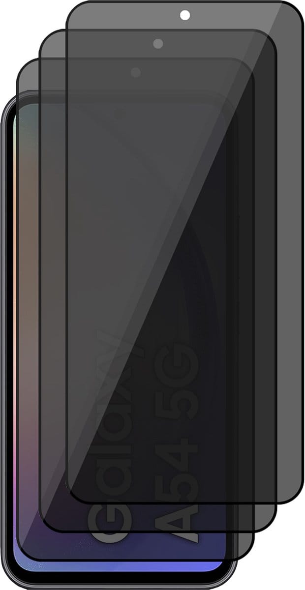 Privacy Screenprotector geschikt voor Samsung Galaxy A54 - 3x Glas Screen Protector FullGuard