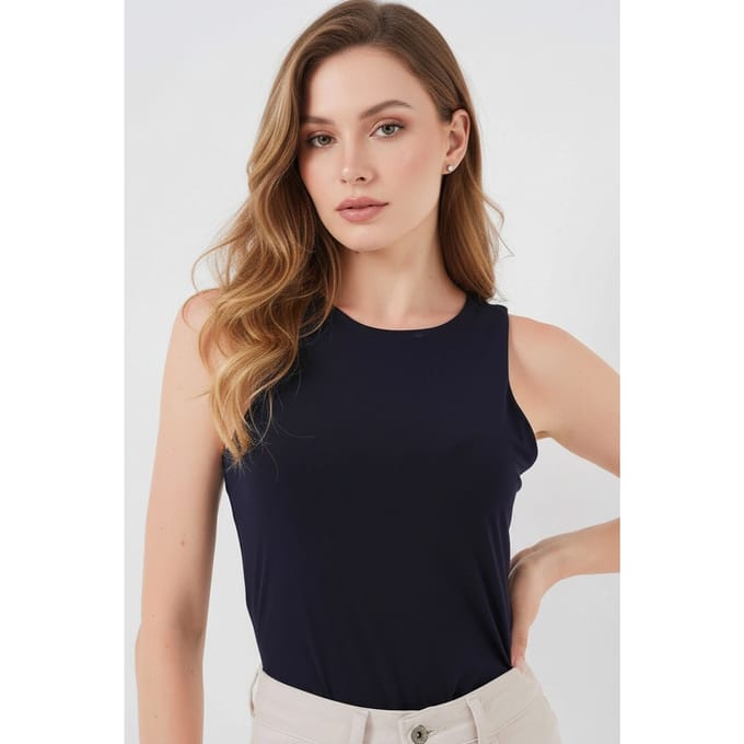 Aansluitende Mouwloze Colbodysuit met Drukknopen