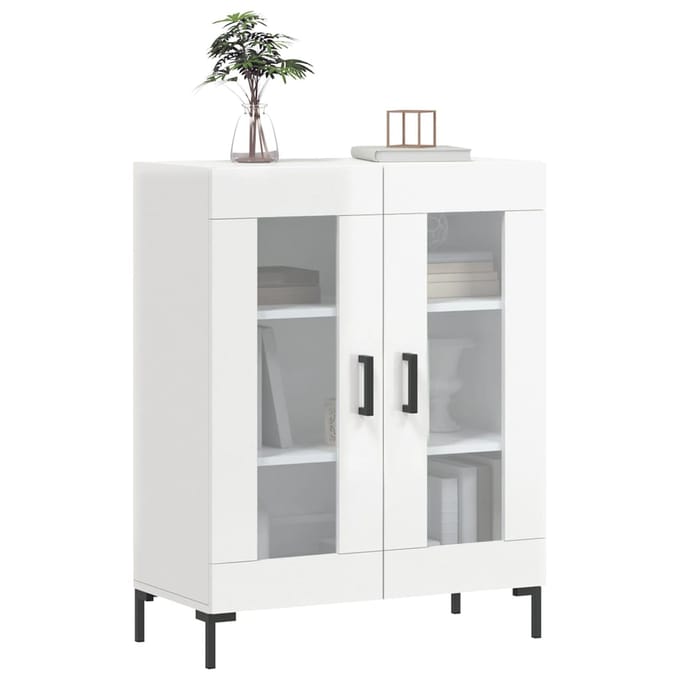 vidaXL - Dressoir - 69,5x34x90 - cm - bewerkt - hout - hoogglans - wit