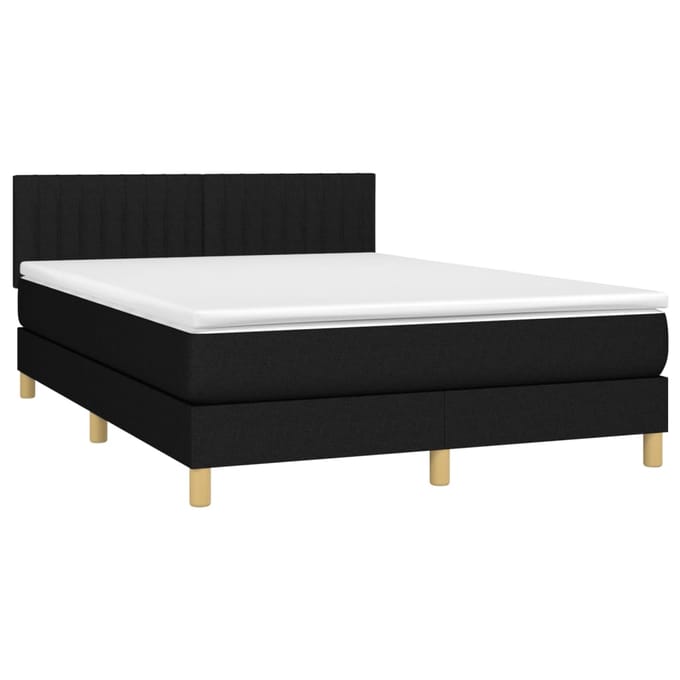 vidaXL - Boxspring - met - matras - stof - zwart - 140x200 - cm