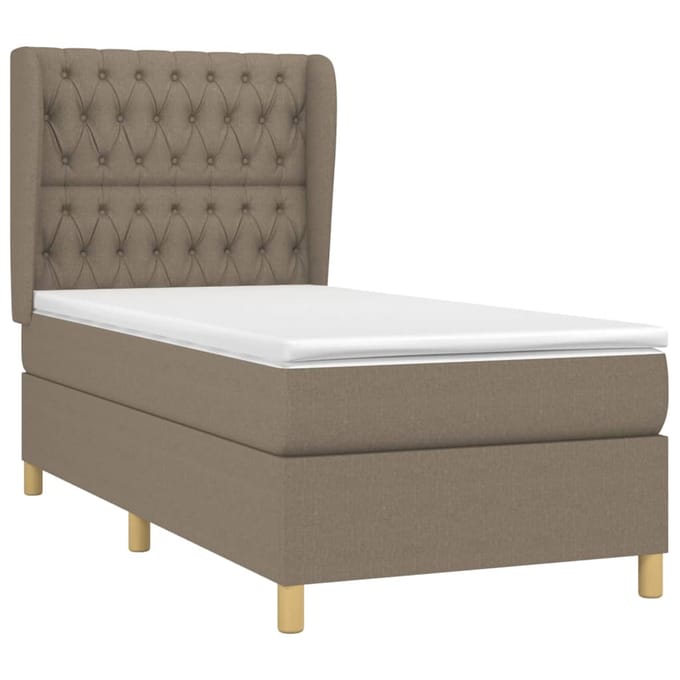 vidaXL - Boxspring - met - matras - stof - taupe - 90x200 - cm