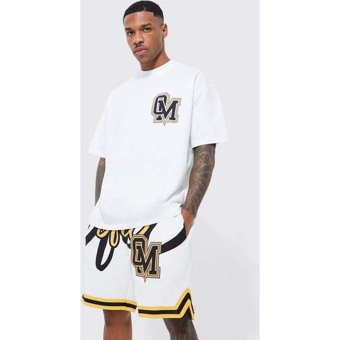 Oversized Ofcl Basketball T-Shirt And Short Set | White | Size Medium
