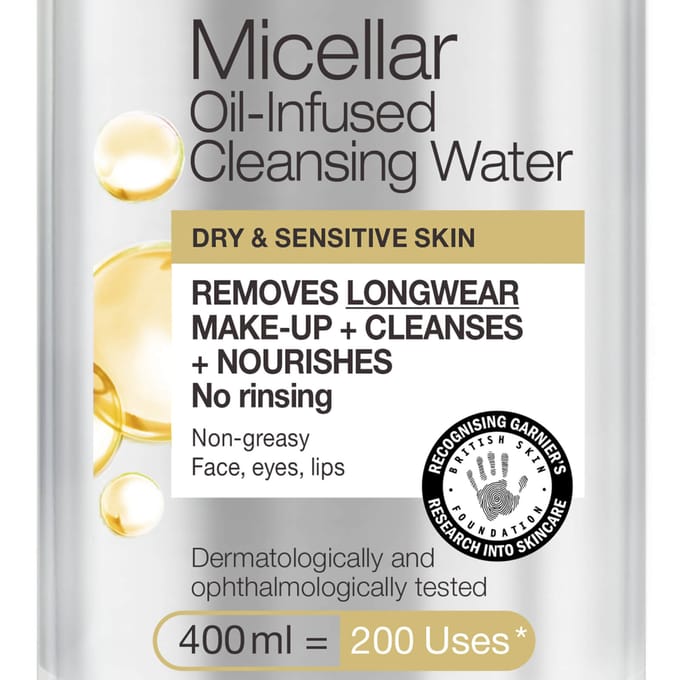 Garnier Micellar Water Oil Infused Facial Cleanser 400ml Duo Pack