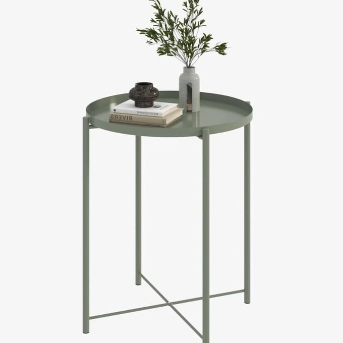 Ronde bijzettafel - Eettafel klein - Meerdere ruimtes - Afneembare dienblad - Niet gespecificeerd - Groen