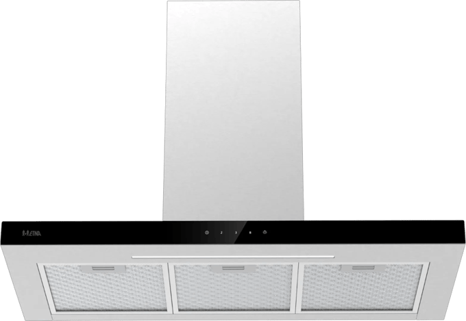 ETNA AB791RVS - RVS schouwkap met glasdesign front - 90 cm - A++