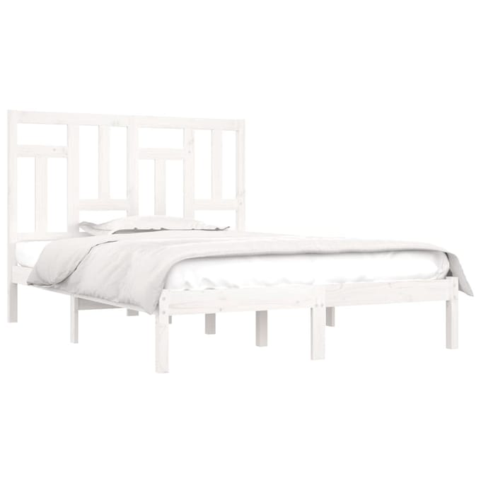 vidaXL - Bedframe - zonder - matras - massief - grenenhout - wit - 140x190 - cm