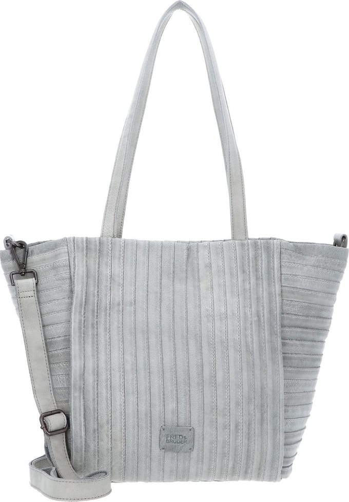 FREDsBRUDER Leren Schoudertas Streifenhörnchen Shopper Stone Blauwgrijs
