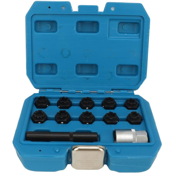 Kit de 12 clés pour écrous de roue antivol Antirouille Antivol Douille d'installation et de retrait Outil de remplacement pour Benz blue