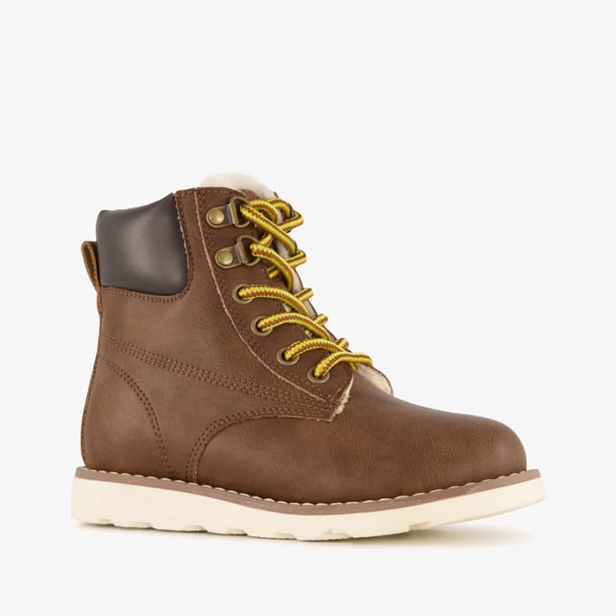 Blue Box gevoerde jongens veterboots cognac bruin - Maat 32