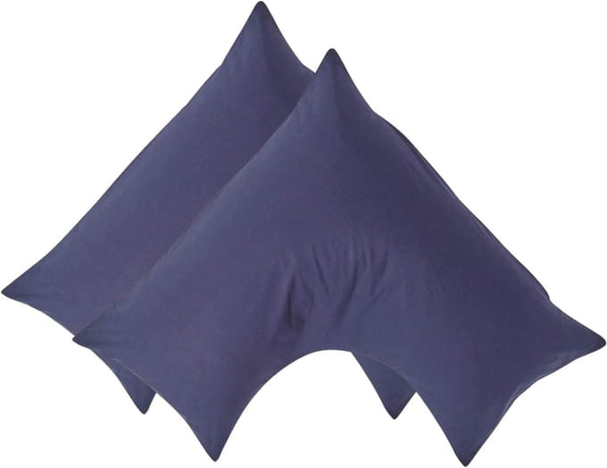 Homescapes Percale Katoen V-Kussensloop Set van 2 - Marineblauw - 100% Egyptisch Katoen - 200TC - 38 x 76 cm