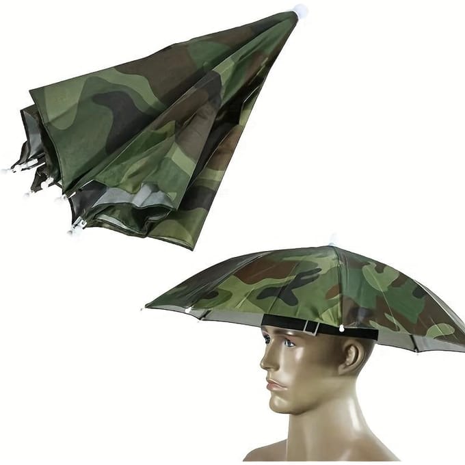 1 stuks Opvouwbare Camouflage Paraplu Voor Vissen, Wandelen, Kamperen | Hoofddeksel