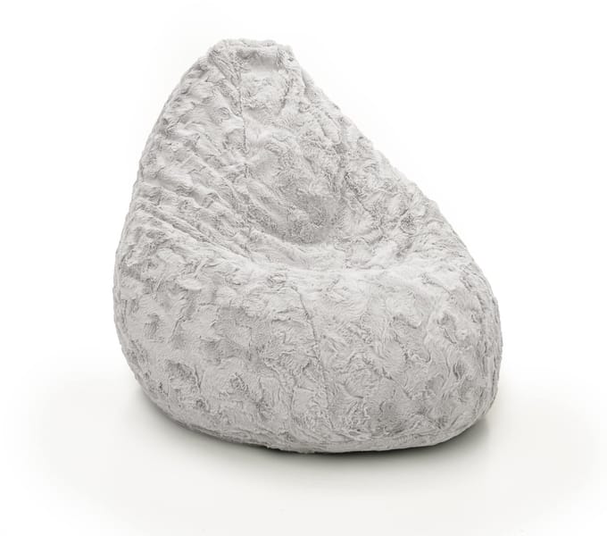 Drop & Sit - compacte zitzak - stijlvolle bontlook - licht grijs - 180L met uitneembare binnenzak
