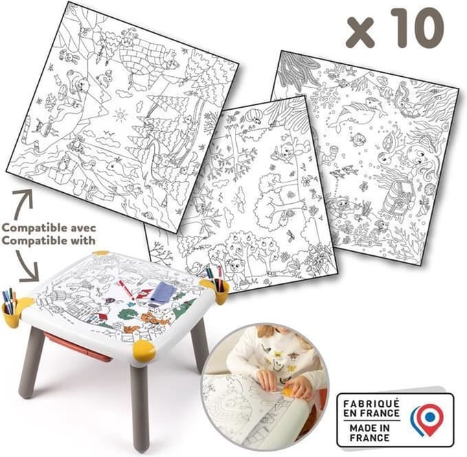 Smoby - Navulkleurplaten voor de creatieve kindertafel - 10 kleurplaten