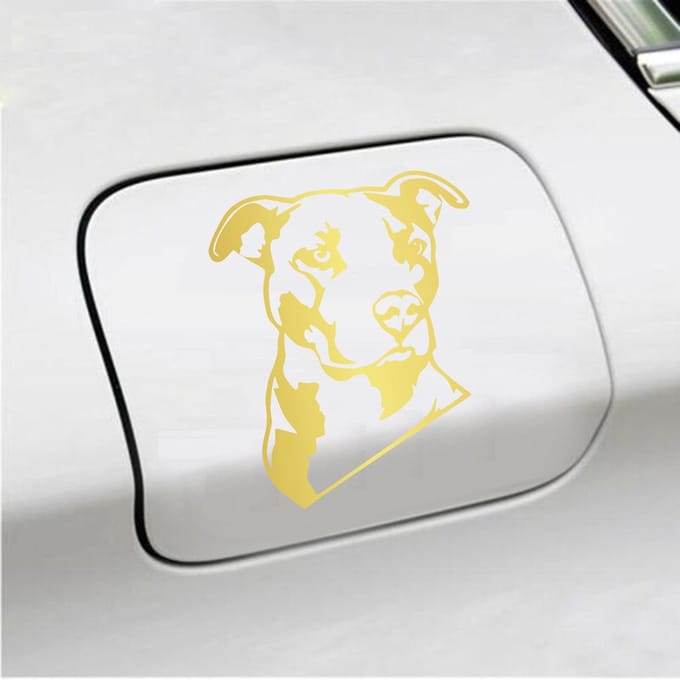 Bumpersticker - Pitbull  - 13 X 11 - Goud