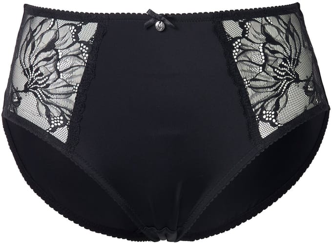 Ulla Popken - Dames - Midislip microvezel kant aan de zijkanten - Zwart - Maat 54+
