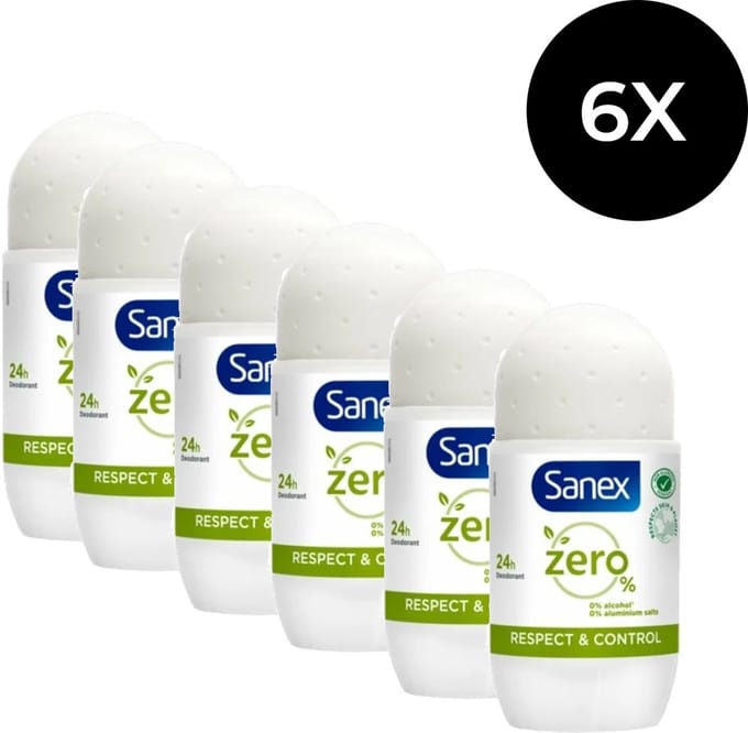 Sanex Deo - Roll-on - Zero% - Respect & Control - 6x 50ml