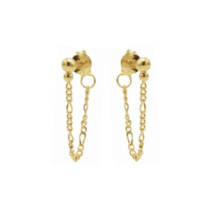 Karma chain oorbel double dots goud M2923