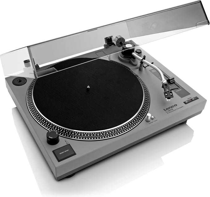 Lenco L-3810GY - Direct-drive Record Player with USB/PC encoding - Grey - Platenspeler Grijs