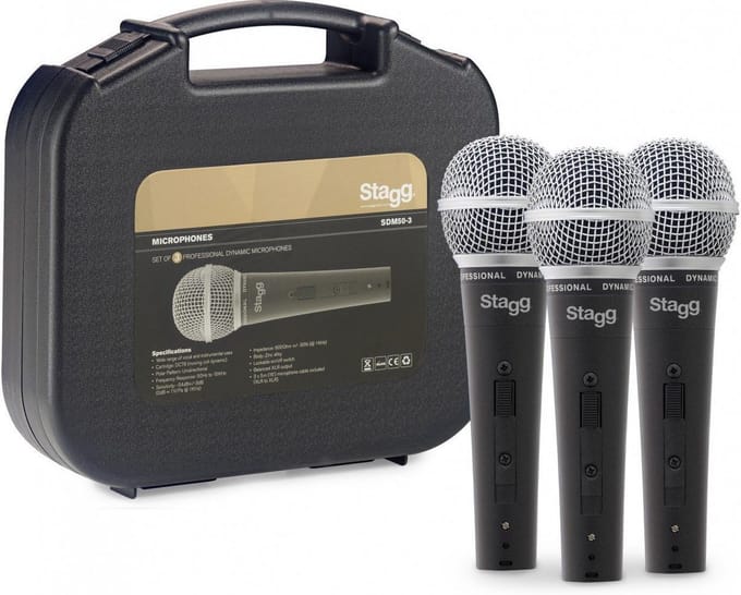Dynamische Microfoons - Zangmicrofoons Set - Live Optredens - Robuuste Metalen Behuizing - Set van 3 - Zwart