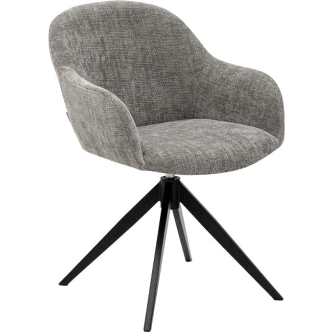 KICK® MATT Draaibare Eetkamerstoel – 360° Auto-Return – Met Armleuningen – Textuurstof – Grijs
