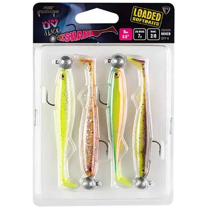 Fox Rage - Slick Shad x4 Mixed UV Colour Pack Loaded - 9cm - 7gr - Fox Rage