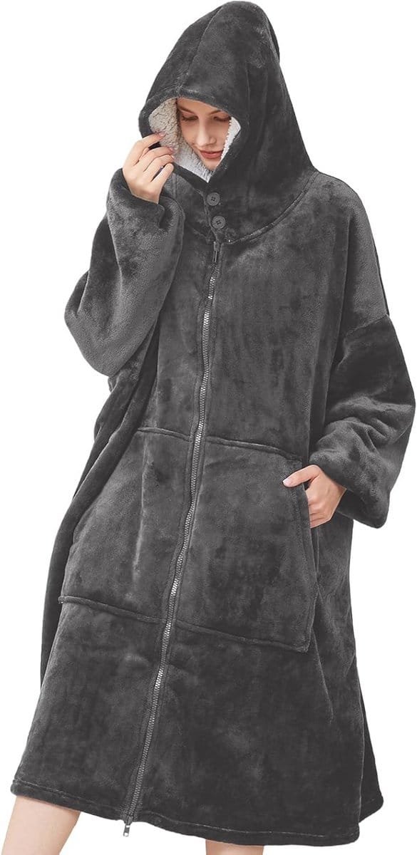 Oversized Sherpa sweatshirt voor volwassenen met zakken en capuchon