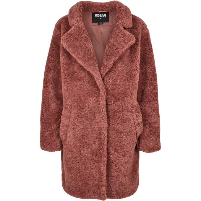 Urban Classics Jas Oversized Sherpa Coat Tb3058 Dark Rose Dames Maat - M