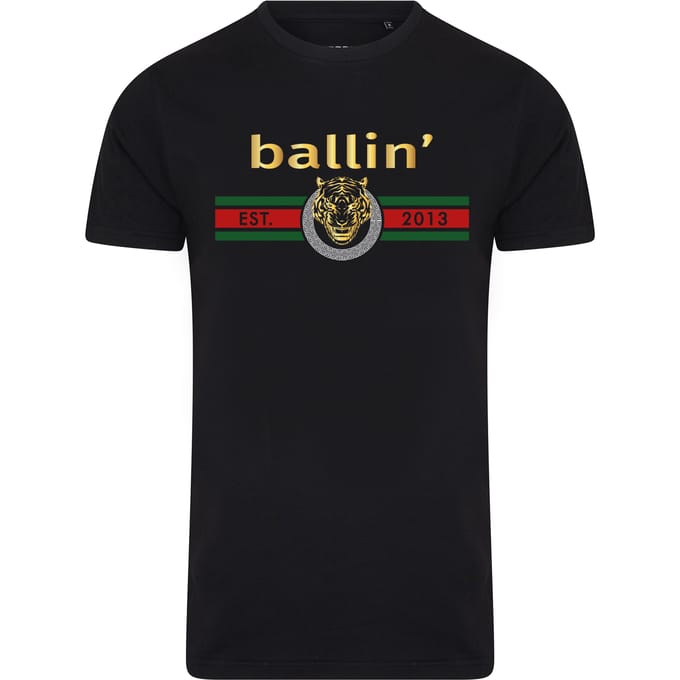 Ballin Est. 2013 - Heren Tee SS Tiger Lines Shirt - Zwart - Maat S