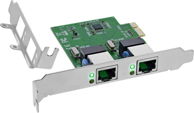 InLine® Dual Gigabit netwerkkaart, 2x RJ45 1Gb/s, PCIe x1, LP slot bracket