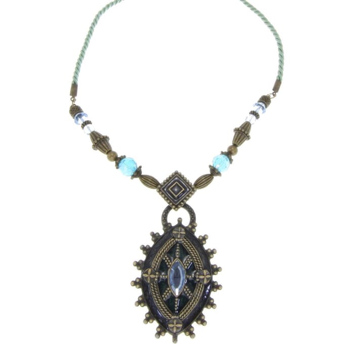Behave - Vintage ketting dames - Boho hanger - Blauw zilverkleur - 47 cm