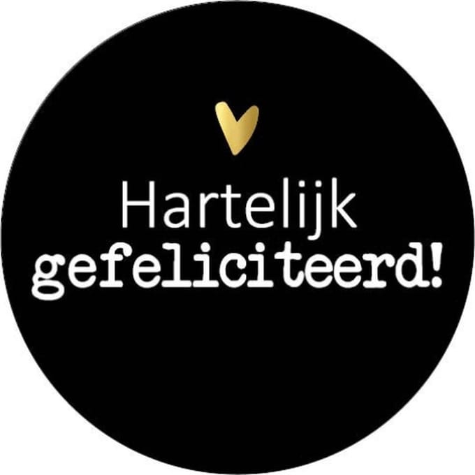 KlikA etiket Hartelijk gefeliciteerd - 40 mm diameter - 250 stuks