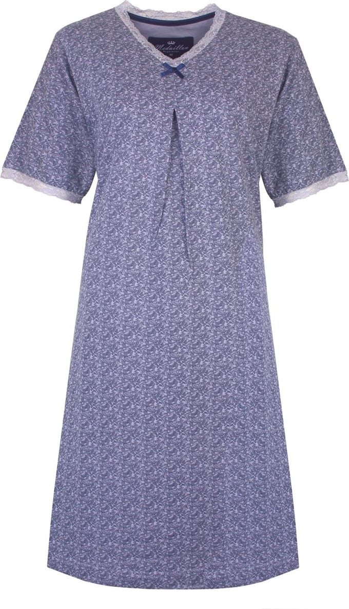 Medaillon Dames Nachthemd - Slaapkleedje - Lavendel Blauw - Maat S