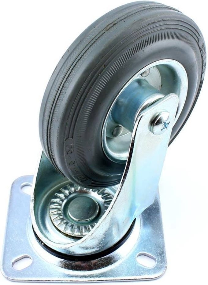 Tooltech Zwenkwiel - Grijs Rubber - Rollager - Ø 125 mm - Max. 140 kg Belastbaar