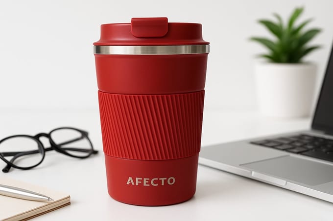 koffie to go beker | coffee to go | isolerende beker rood | herbruikbaar | inhoud 380 ml