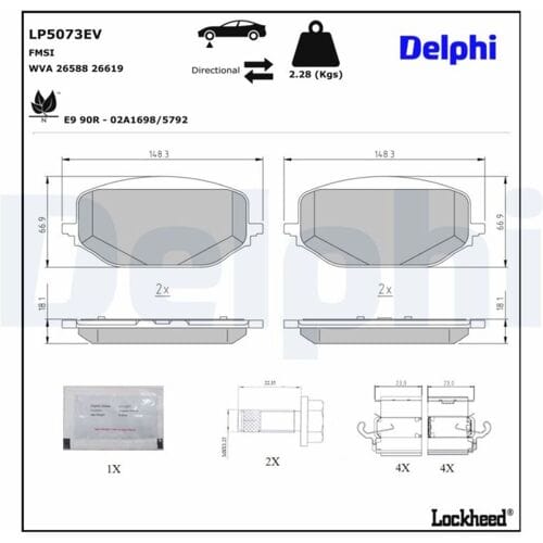 Remblokset, schijfrem DELPHI LP5073EV, UITVERKOOP