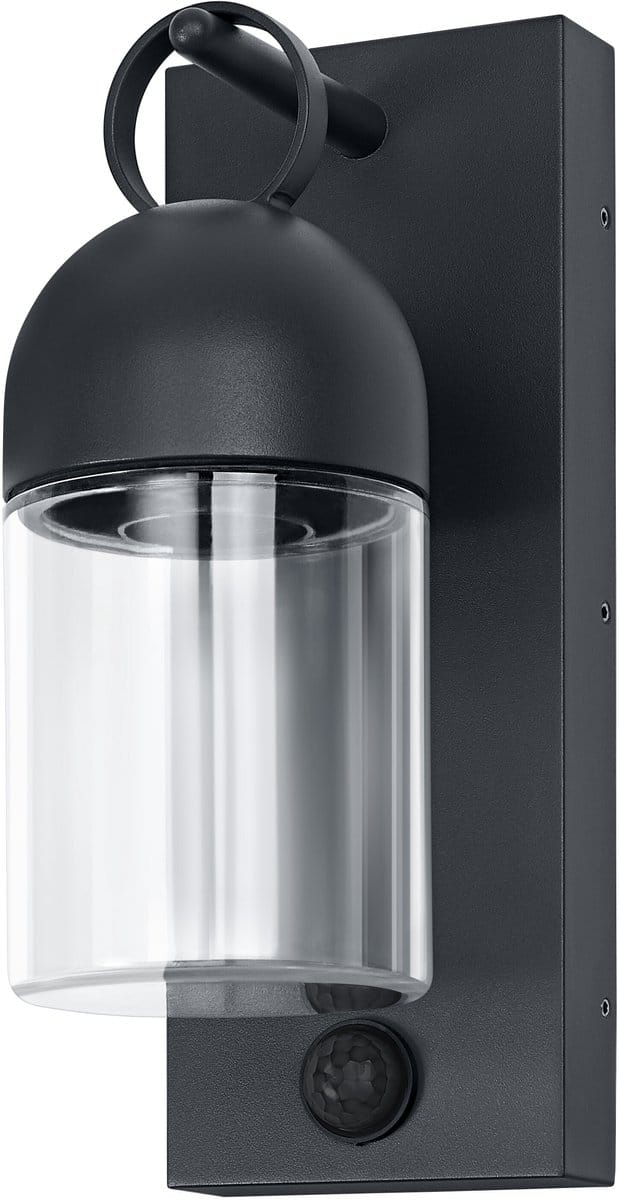 OSRAM buitenwandlamp, donkergrijs, E27, IP65, glas, aluminium, PIR-bewegingssensor, daglichtsensor, levensduur 25.000 uur, 0-40 W