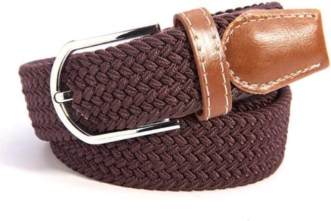 Scoby - Elastische Geweven Riem - Gevlochten Riem - Stretch Belt - Rekbaar - Donker Bruin