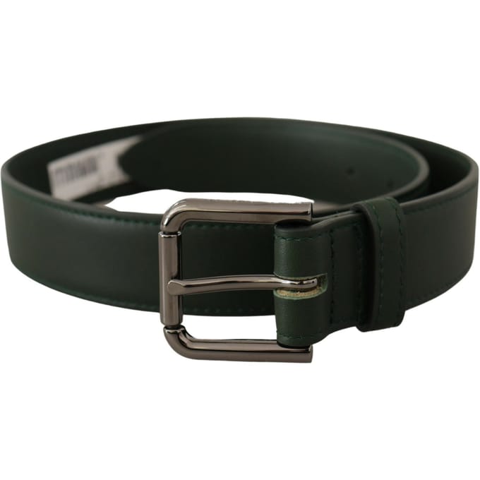 Dolce & Gabbana Groene Leren Logo Metaal Taillegesp Riem