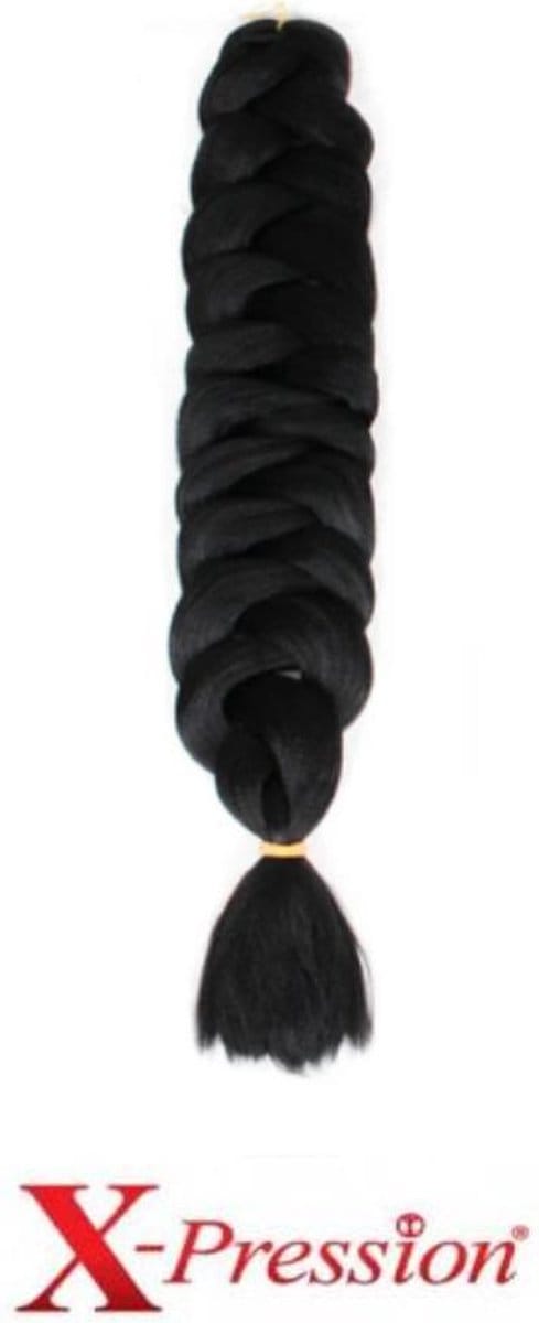 Ultra Braid 1B  X-pression - Impression Ultra Braid - vlechthaar zwart - Synthetische haar