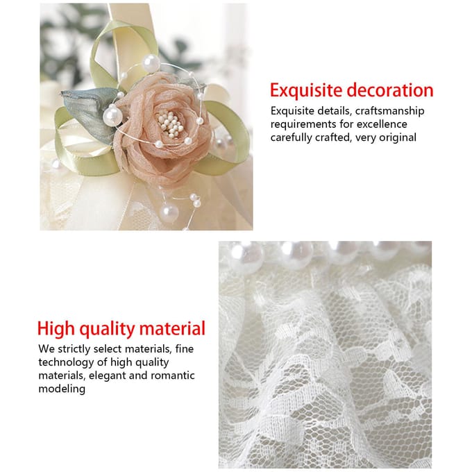 Trouwmand Kant Simulatie Bloemen Handgedragen Bloemenmand Decoratieve Bloemenmeisjesmand voor beige