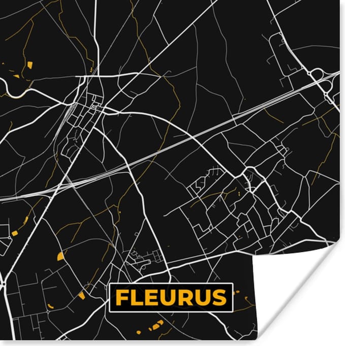 Poster Goud - Fleurus - Stadskaart - Plattegrond - Kaart - 75x75 cm