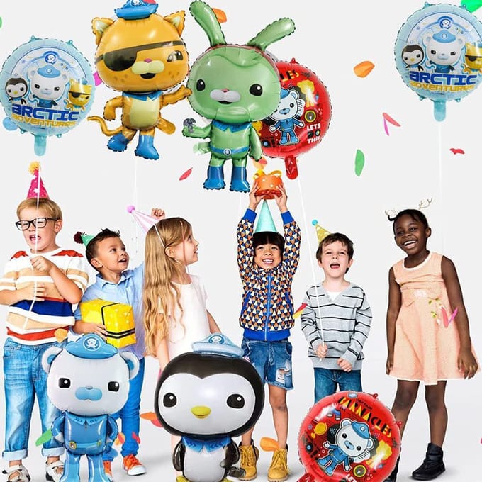 8-delige verjaardagsfolieballondecoraties met Octonauts-thema voor kinderen gray