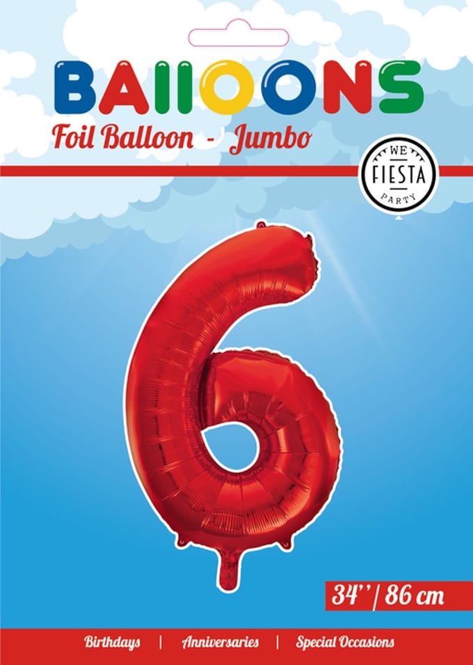 Folieballon 34" nmr. 6 - Rood